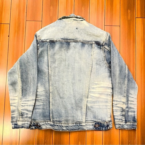 🧢 Evolution in Design Youth Denim Jacket Sz L (14–16) Distressed Look - Picture 4 of 13